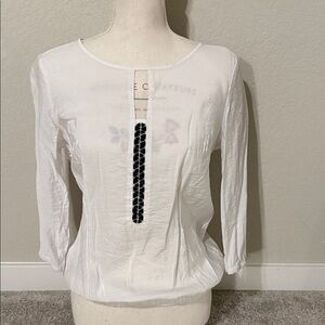 Chic White Blouse with Black Detail